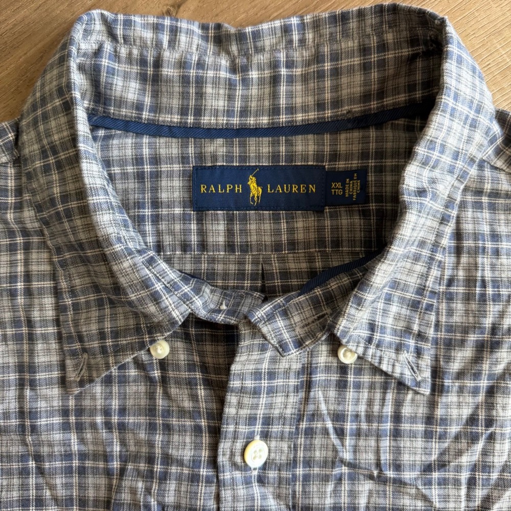 Ralph Lauren Mens XXL Plaid Button Down Shirt Blue Grey Long Sleeve 710671906001 - Picture 2 of 9